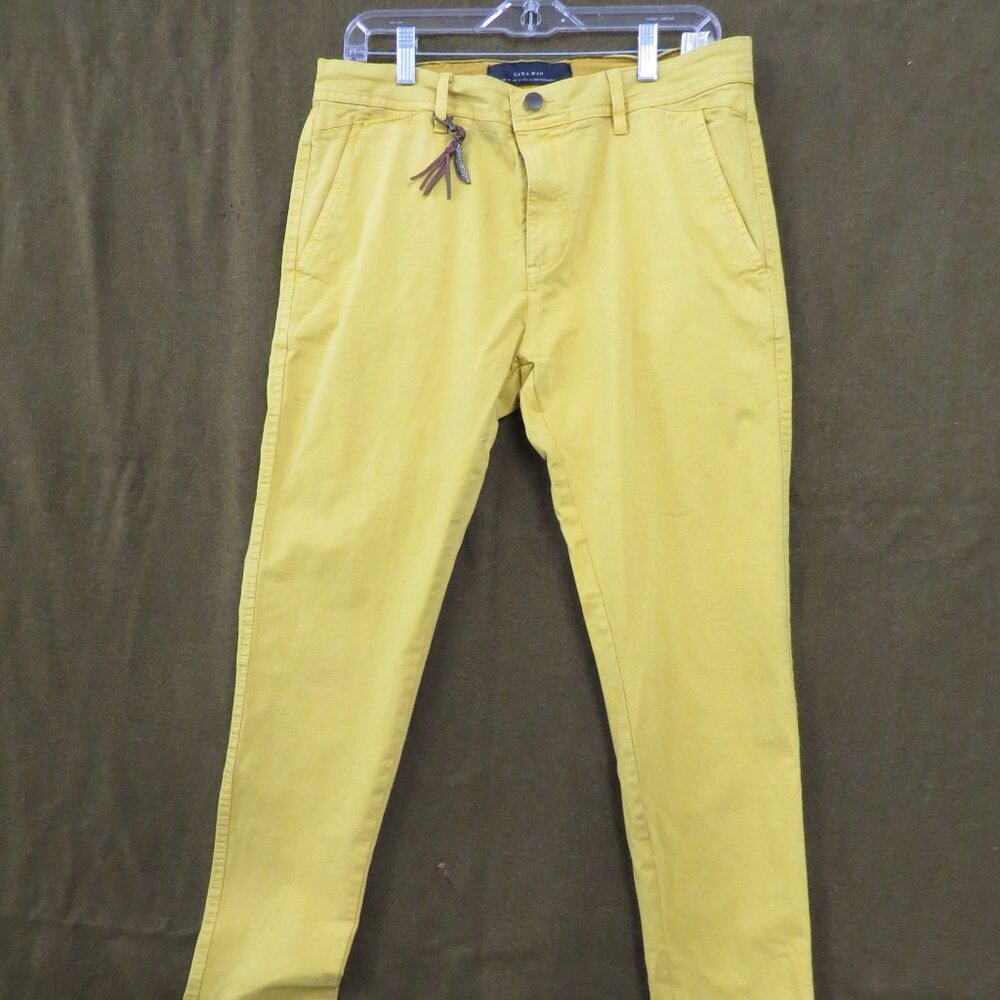 Zara Man Men's 32W 30L Sport Dept. Premium Wash Pants Denim Mustard W/Tassle
